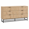 Cassettiera in legno a 6 cassetti rovere naturale con base in metallo