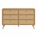 Cassettiera in Legno e Rattan 6 Cassetti