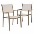 Set di 2 Sedie da Esterno in Alluminio e Tessuto Sintetico Beige