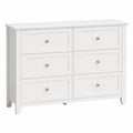Cassettiera in Legno MDF Bianco con Pomelli Dorati