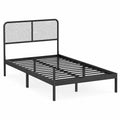 Letto in Metallo Nero con Testiera in Rete 200x100x90 cm