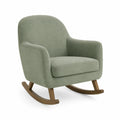 Sedia a Dondolo in Tessuto Verde con Base in Legno