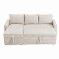 Divano Letto Angolare in Tessuto Beige con Contenitore