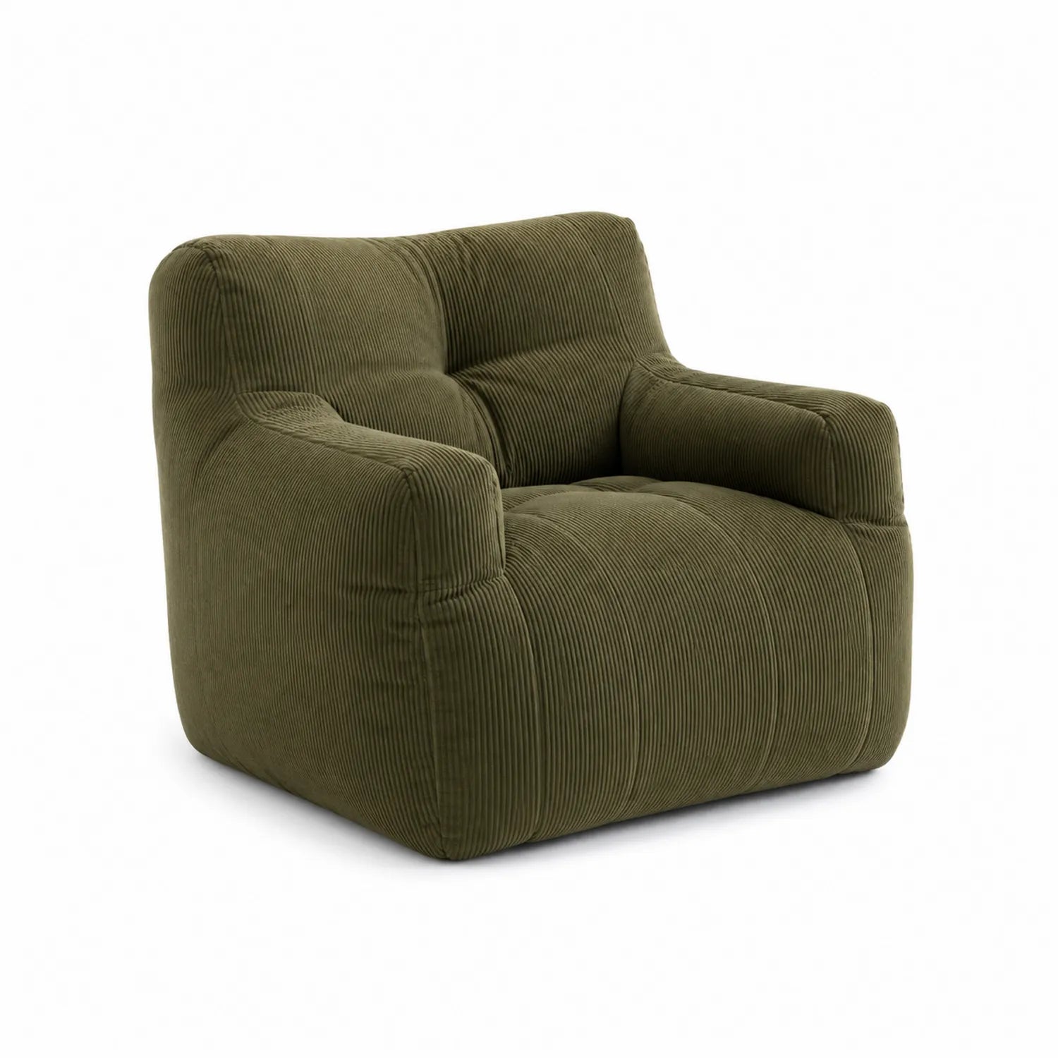 Poltrona in Velluto a Coste Verde Oliva 100x90x80cm