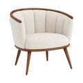 Sedia Lounge in Tessuto Boucl¨¦ con Struttura in Legno