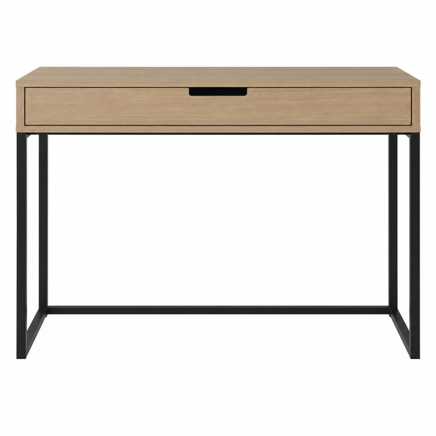 Scrivania rettangolare in legno e metallo nero con cassetto 100x45x76 cm