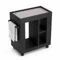 Carrello portaoggetti in legno MDF con superficie in cemento e ruote