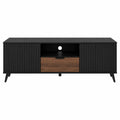 Mobile Porta TV in Legno MDF Nero e Noce 160x40x50 cm