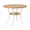 Tavolo da pranzo rotondo in MDF con gambe in metallo bianco 75x90 cm